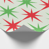 Kerst Midden-Eeuw Rode Groene Atoomuitbarstingen Cadeaupapier (Hoek)