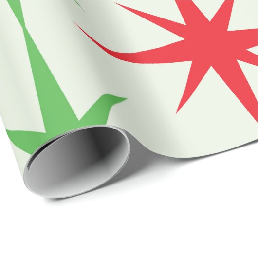 Kerst Midden-Eeuw Rode Groene Atoomuitbarstingen Cadeaupapier (Rol Hoek)