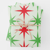 Kerst Midden-Eeuw Rode Groene Atoomuitbarstingen Inpakpapier Vel (In situ)