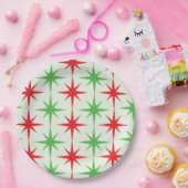 Kerst Midden-Eeuw Rode Groene Atoomuitbarstingen Papieren Bordje (Feest)