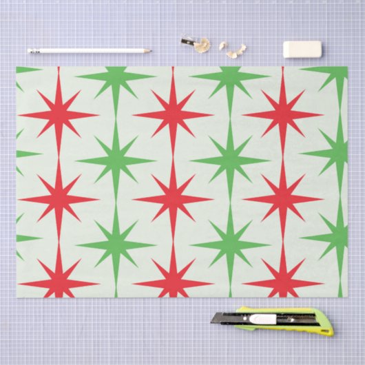 Kerst Midden-Eeuw Rode Groene Atoomuitbarstingen Tissuepapier (Craft)