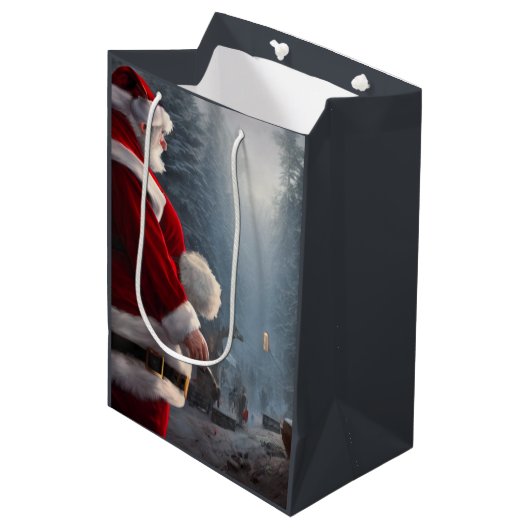 Kerst Midden Geschenkentas Medium Cadeauzakje (Voorkant Gekanteld)