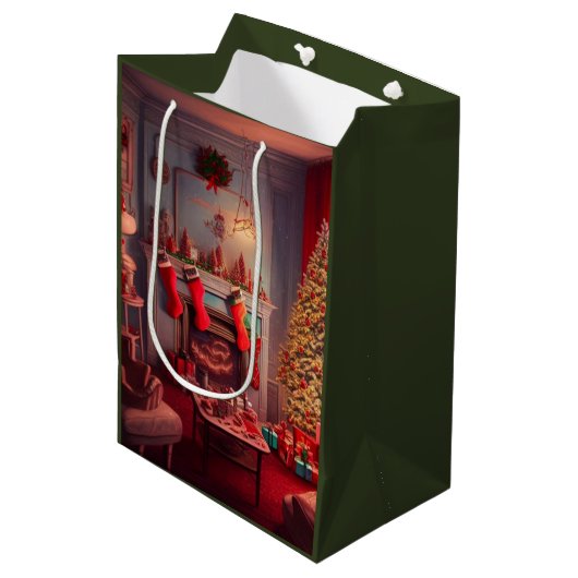 Kerst Midden Geschenkentas Medium Cadeauzakje (Voorkant Gekanteld)