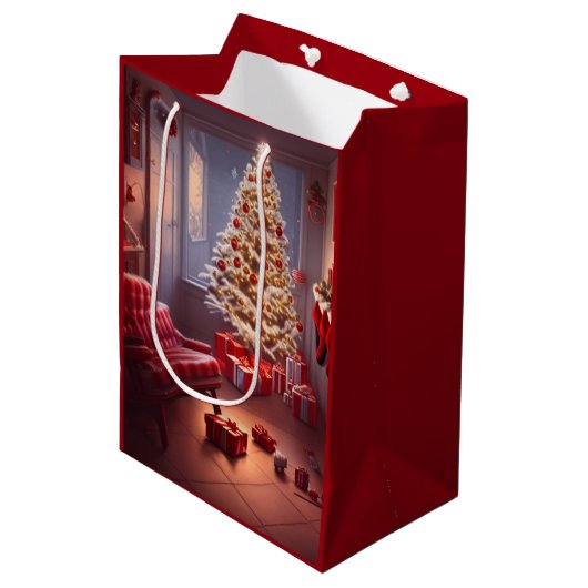 Kerst Midden Geschenkzak Medium Cadeauzakje (Voorkant Gekanteld)