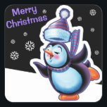 Kerst middernacht plein sticker Penguin schaatsen.<br><div class="desc">Kerst middernacht plein sticker Penguin schaatsen en andere Snowfolk. Winter Wonderland sneeuwpoppen. Lieflijke winterse personages met schaatspinguïns, sleeën sneeuwmeisjes, skiën sneeuwpoppen en schaatsen sneeuwpoppen : ) Bekijk ook de bijpassende Lovable winterse sneeuwpoppen en sneeuwmeisje personages spelen hun instrumenten in een kerstband. Een mooie geïllustreerde originele decoratie om je cadeaus op...</div>