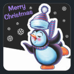 Kerst middernacht plein sticker Penguin schaatsen.<br><div class="desc">Kerst middernacht plein sticker Penguin schaatsen en andere Snowfolk. Winter Wonderland sneeuwpoppen. Lieflijke winterse personages met schaatspinguïns, sleeën sneeuwmeisjes, skiën sneeuwpoppen en schaatsen sneeuwpoppen : ) Bekijk ook de bijpassende Lovable winterse sneeuwpoppen en sneeuwmeisje personages spelen hun instrumenten in een kerstband. Een mooie geïllustreerde originele decoratie om je cadeaus op...</div>