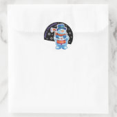 Kerst middernacht rond sticker Snowman drummer. (Tas)