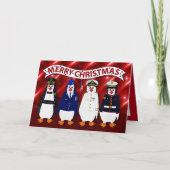 Kerst Militaire pinguïns 4 takken Uniforms C Kaart (Voorkant)