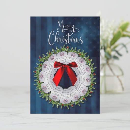 Kerst Militaire Wreate Single Two Sides Kaart (Staand voorkant)