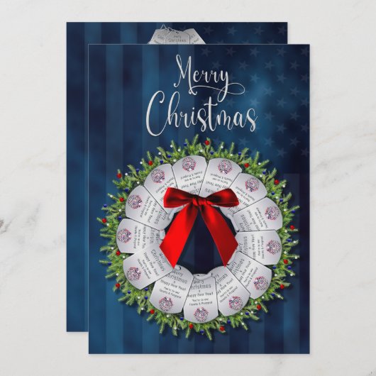 Kerst Militaire Wreate Single Two Sides Kaart (Voorkant / Achterkant)