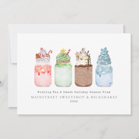 Kerst Milkshakes Ijszaak Feestdagenkaart (Voorkant)