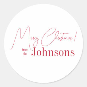 Kerst Minimaal Rood Ronde Sticker