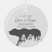 Kerst Minimal Pine Tree Beer Paar Verloving Glas Ornament (Voorkant)