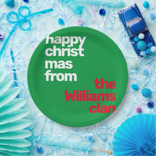 Kerst Minimale eenvoudige moderne partij rood groe Papieren Bordje (Feest)