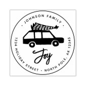 Kerst minimale illustratie van een auto rubberstempel (Afrduk)