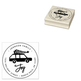 Kerst minimale illustratie van een auto rubberstempel