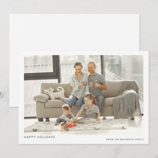 Kerst Minimale moderne fototekst gepersonaliseerd Feestdagenkaart (Voorkant / Achterkant)