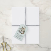 Kerst Mint Champagne Zilveren Bellen met Boog Cadeaulabel (Met Touw)