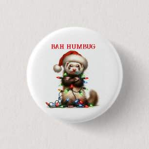 Kerst Mischief Ferret in Christmas Lights Ronde Button 3,2 Cm