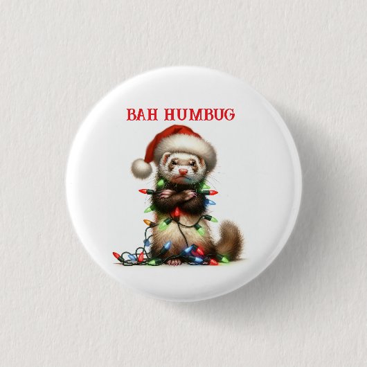 Kerst Mischief Ferret in Christmas Lights Ronde Button 3,2 Cm (Voorkant)
