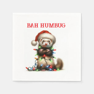 Kerst Mischief Ferret in Christmas Lights Servet