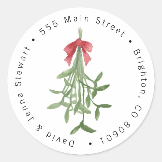 Kerst Mistletoe Adres Label Sticker (Voorkant)