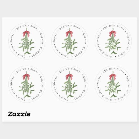 Kerst Mistletoe Adres Label Sticker (Vel)