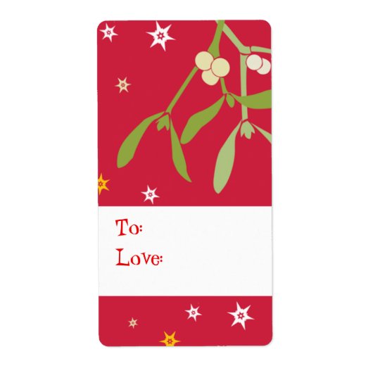 Kerst mistletoe cadeau label rood (naar en liefde) (Voorkant)