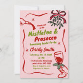 Kerst Mistletoe en Prosecco Vrijgezellenfeest Kaart (Voorkant)