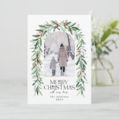 Kerst Mistletoe Foto Rustieke Vakantie Kaart (Staand voorkant)
