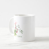 Kerst Mistletoe Holly Berries gepersonaliseerd Koffiemok (Voorkant links)