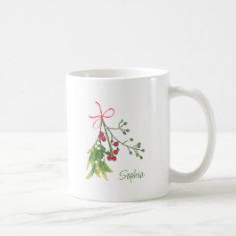 Kerst Mistletoe Holly Berries gepersonaliseerd Koffiemok