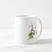 Kerst Mistletoe Holly Berries Koffiemok (Voorkant rechts)