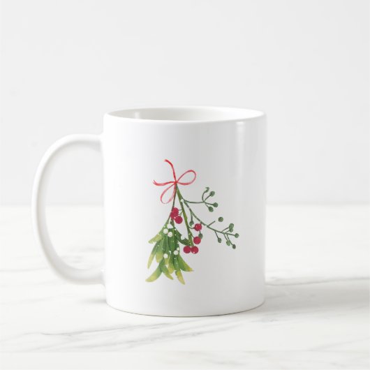 Kerst Mistletoe Holly Berries Koffiemok (Links)