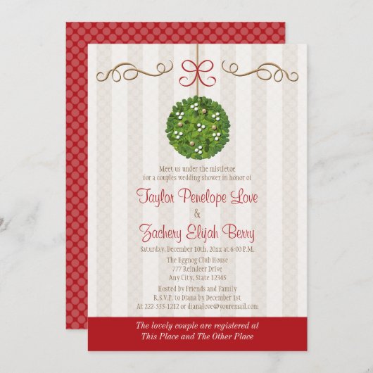 KERST MISTLETOE KOPPELS TROUWDOUCHE KAART (Voorkant / Achterkant)