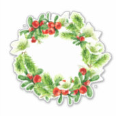 Kerst mistletoe krans waterverf illustratie sticker (Voorkant)