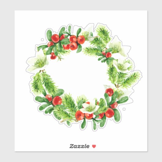 Kerst mistletoe krans waterverf illustratie sticker (Vel)