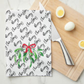 Kerst Mistletoe Kus NAAM Feestelijke Vakantie Fun Theedoek (Quarter Fold)