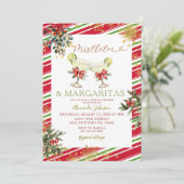 Kerst Mistletoe & Margaritas Vrijgezellenfeest Kaart (Staand voorkant)