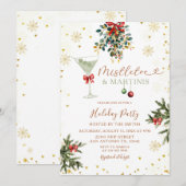 Kerst Mistletoe & Martini Goud Vrijgezellenfeest Kaart (Voorkant / Achterkant)
