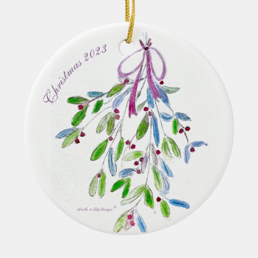 Kerst Mistletoe met gedicht Keramisch Ornament (Voorkant)