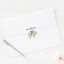 Kerst Mistletoe NAAM Feestelijke vakantie Kus Me Ronde Sticker
