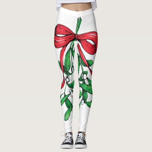 Kerst Mistletoe onder de riem Grappige Xmas Humo Leggings (Voorkant)