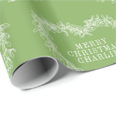 Kerst mistletoe tekening hart groen wit cadeaupapier (Rol Hoek)