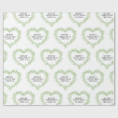 Kerst mistletoe tekening hart groen wit cadeaupapier (Vlak)