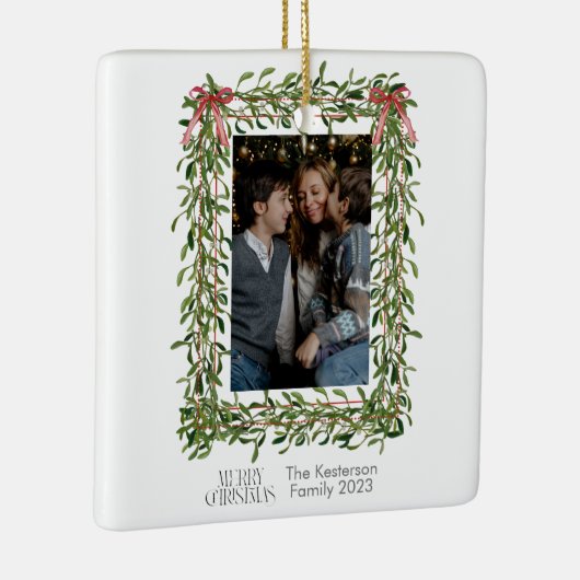 Kerst Mistletoe Trellis Foto Keramisch Ornament (Rechts)