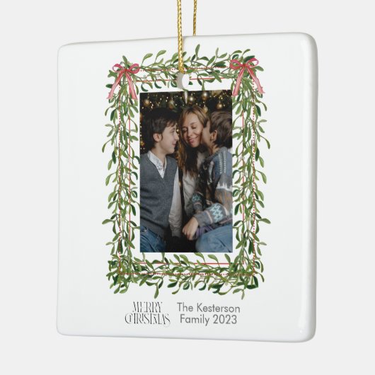 Kerst Mistletoe Trellis Foto Keramisch Ornament (Links)