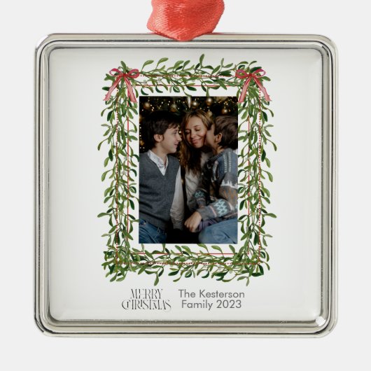 Kerst Mistletoe Trellis Foto Metalen Ornament (Voorkant)