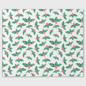 Kerst Mistletoe Witte Achtergrond Naadloze Gift Cadeaupapier (Vlak)