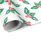 Kerst Mistletoe Witte Achtergrond Naadloze Gift Cadeaupapier (Rol Hoek)